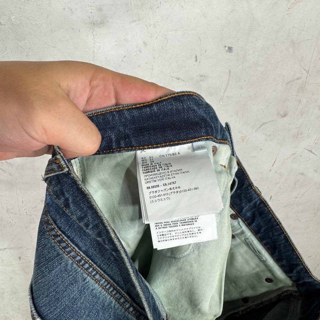 Prada Medium Wash Plaqued Jeans