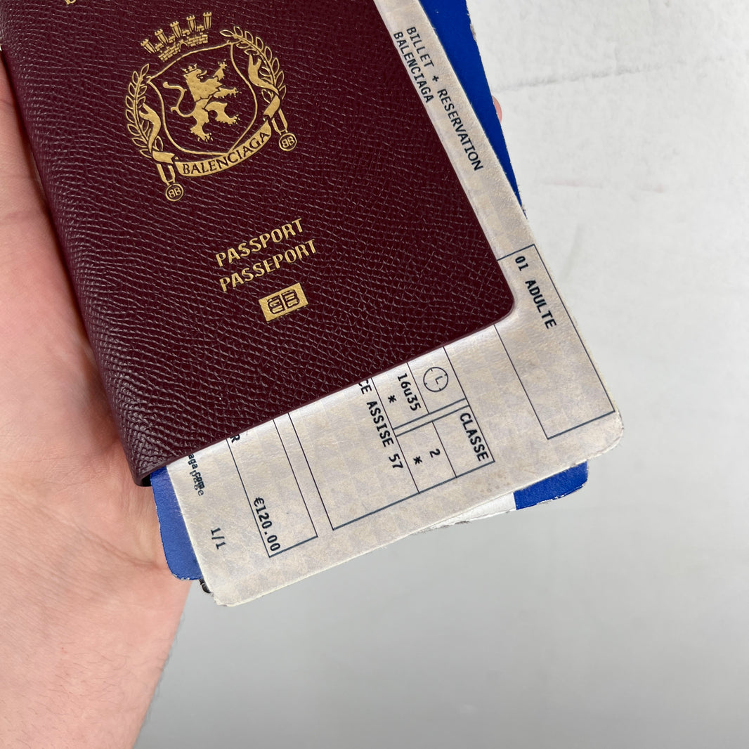Balenciaga Red Two Ticket Passport Long Wallet