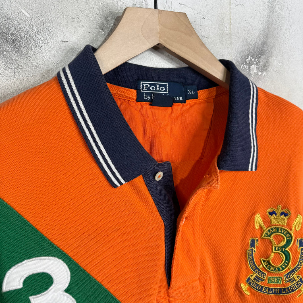 Ralph Lauren Orange/Green Horse Patched #3 Polo
