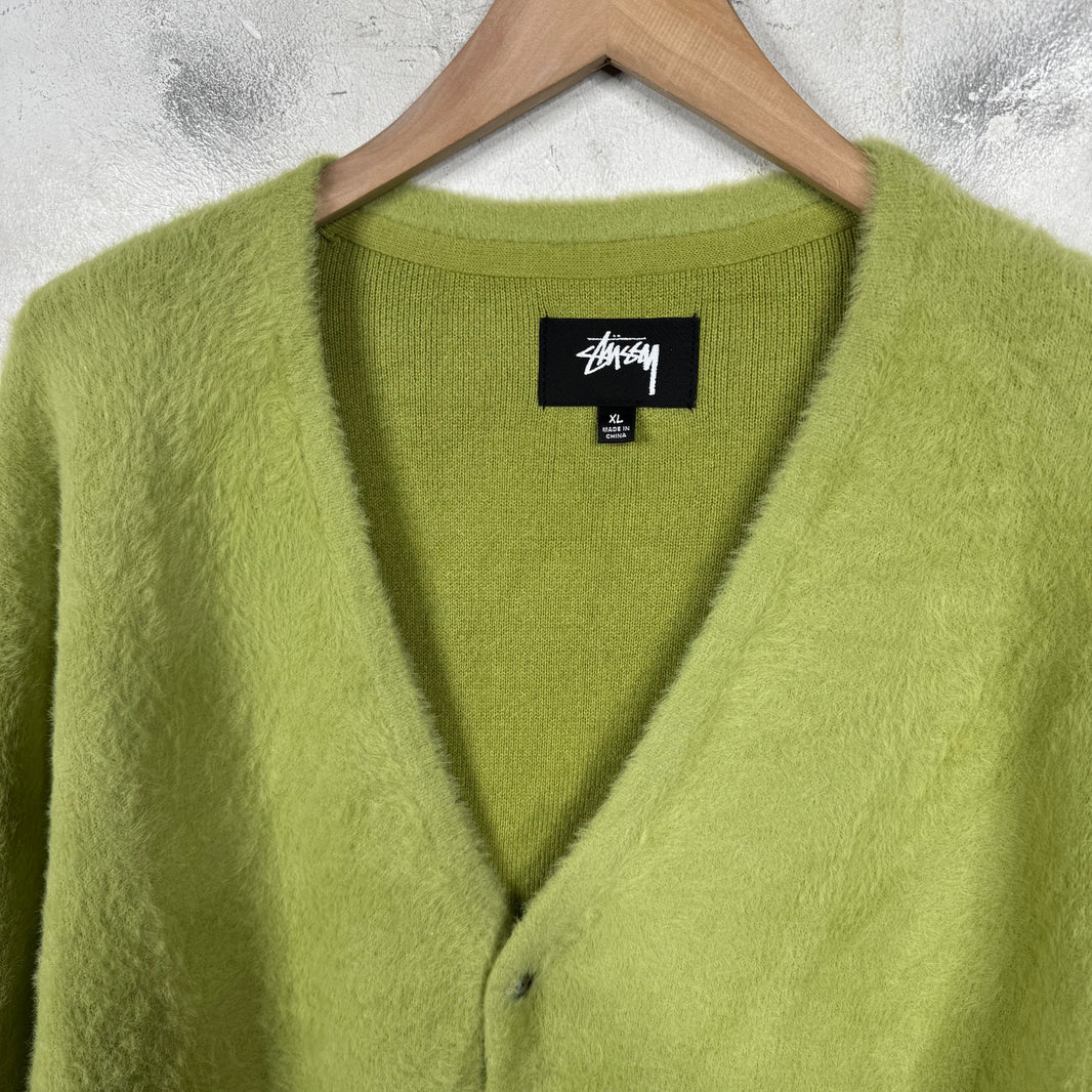 Stussy Green Shaggy Cardigan