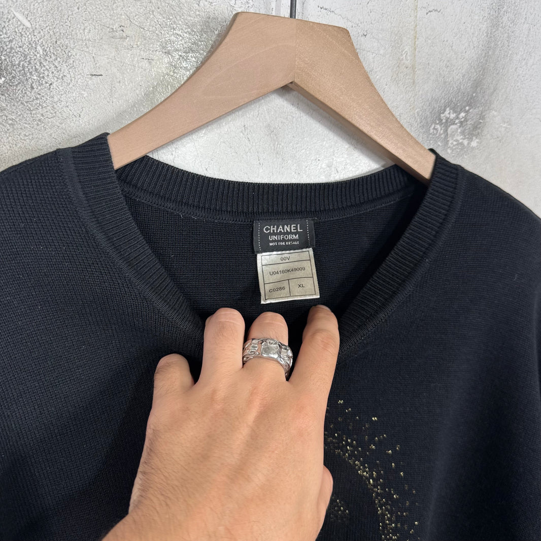 Chanel Uniform Glitter Logo Sweater