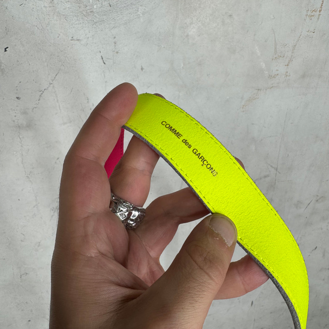 CDG Yellow/Pink Reversible Leather Belt