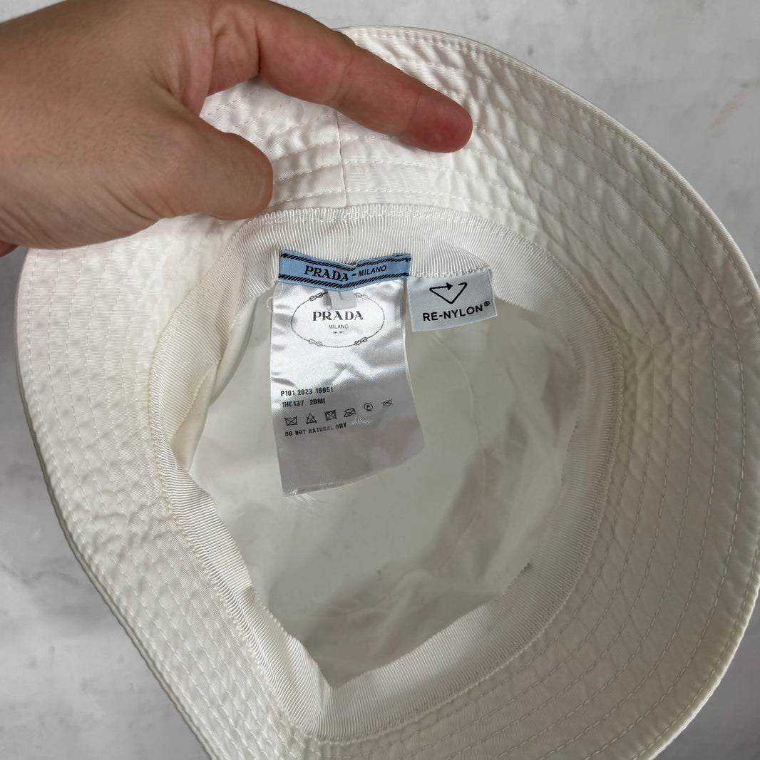 Prada White Renylon Bucket Hat
