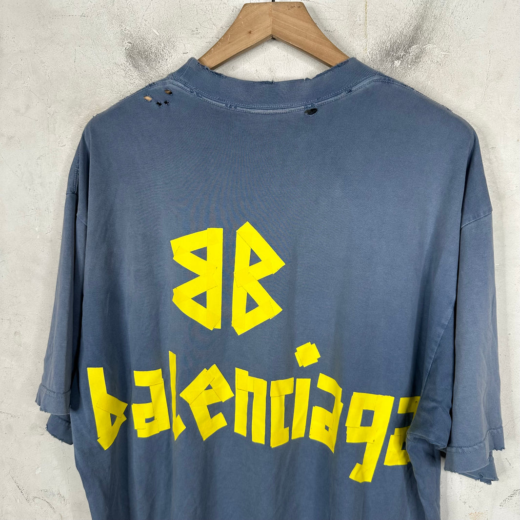 Balenciaga Blue Tape Logo T-Shirt