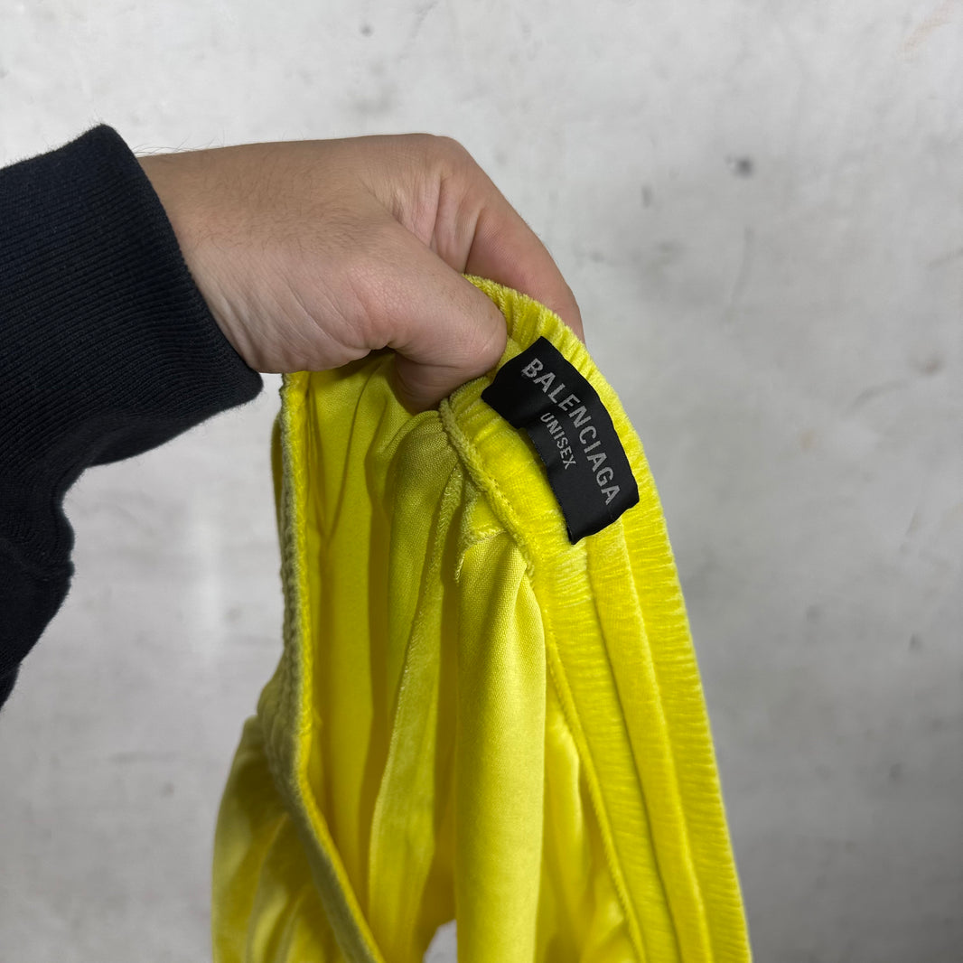 Balenciaga Yellow Velour Short Shorts