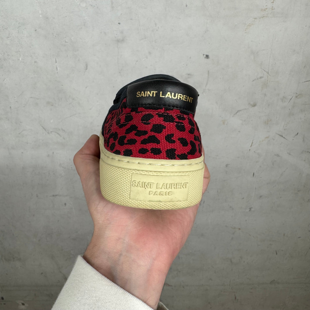 Saint Laurent Red Cheetah Slip Ons