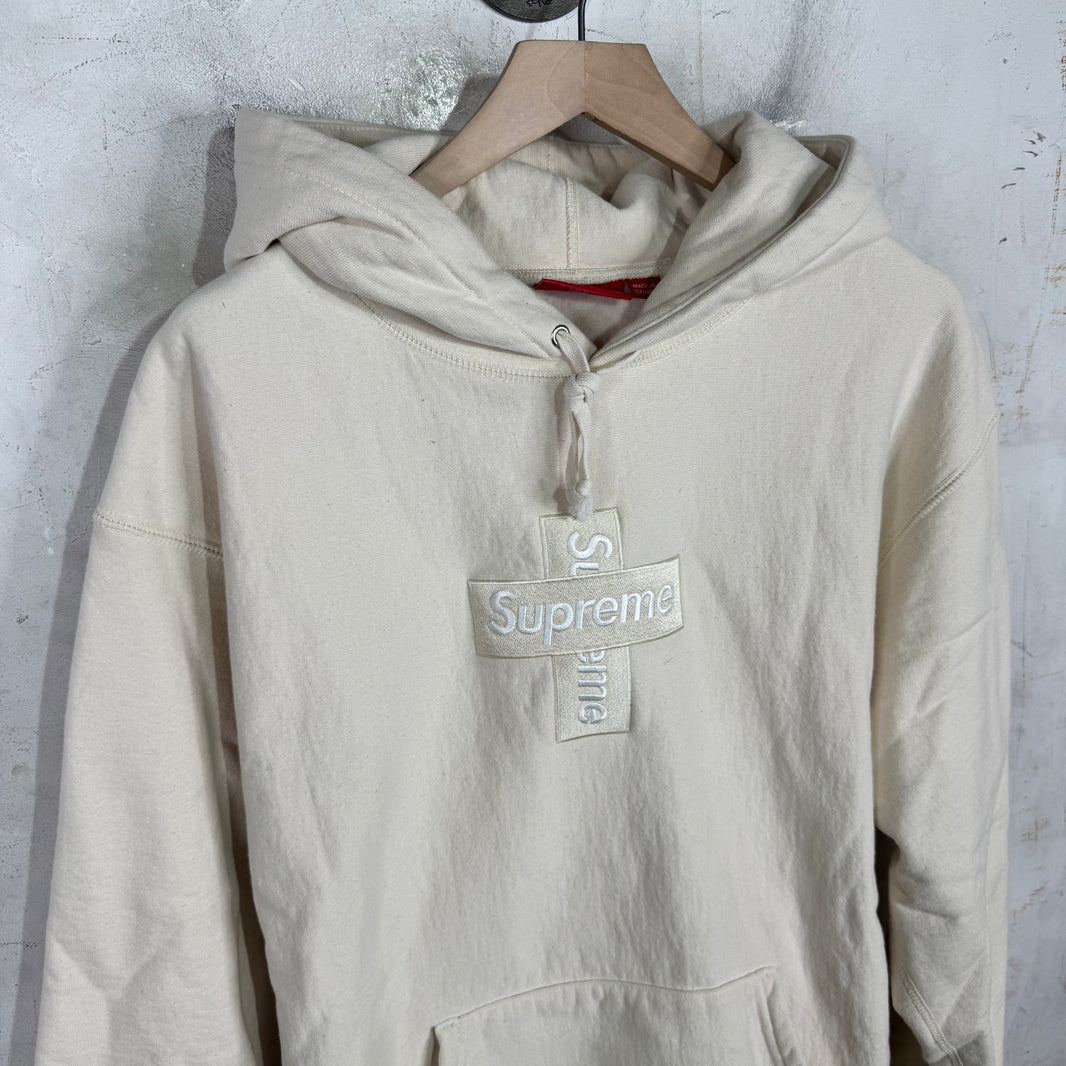 Supreme Cross Cream Box Logo Hoodie