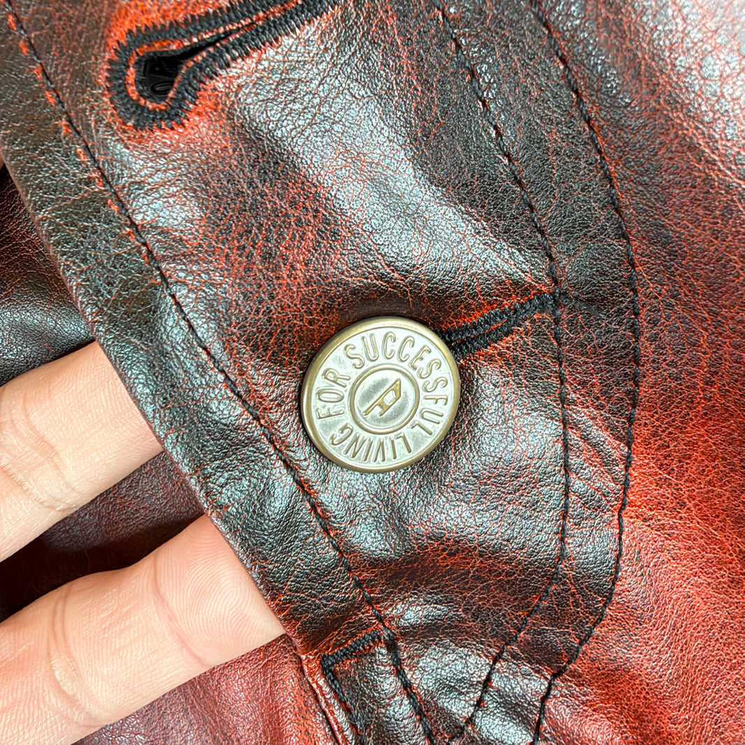 Diesel Faux Leather Oxblood Trousers