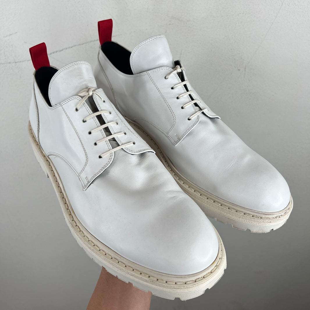 424 White Leather Derbys
