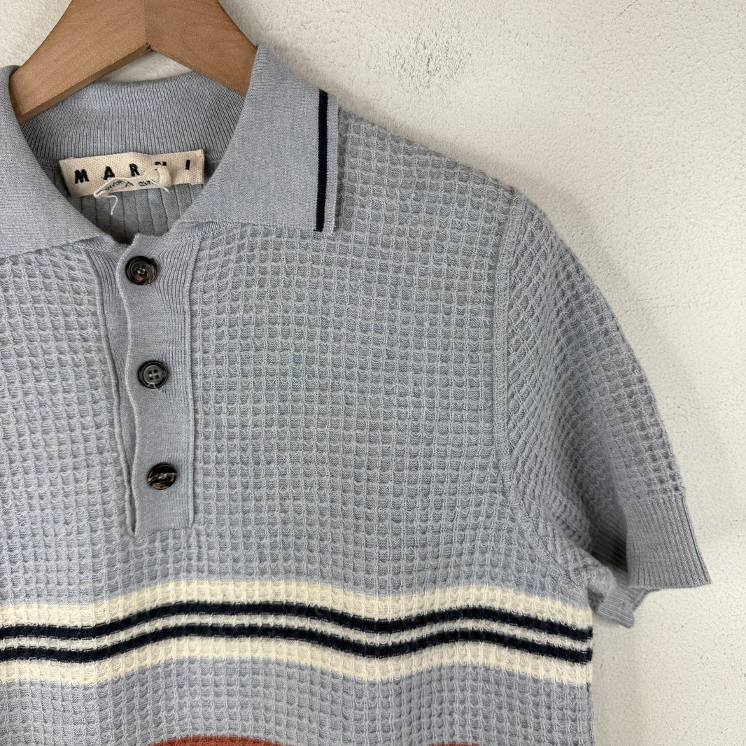 Marni Waffle Knit Striped Polo T-Shirt