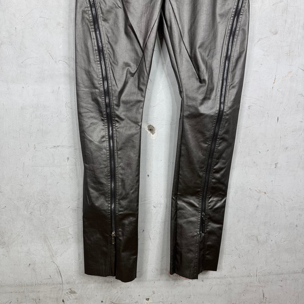 Rick Owens Lido Silver Coated Banana Bolan Jeans
