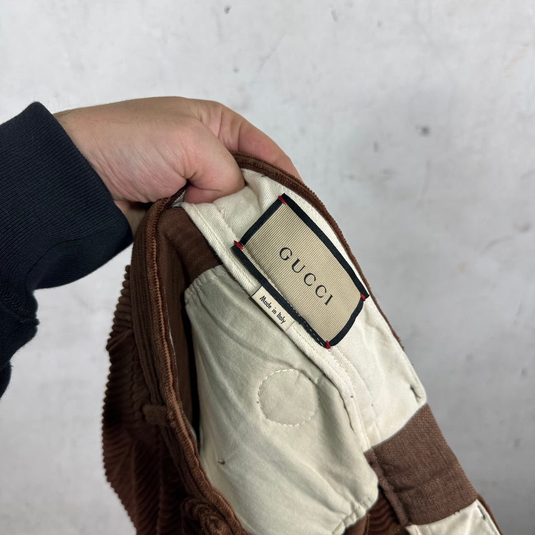 Gucci Brown Corduroy Striped Trousers