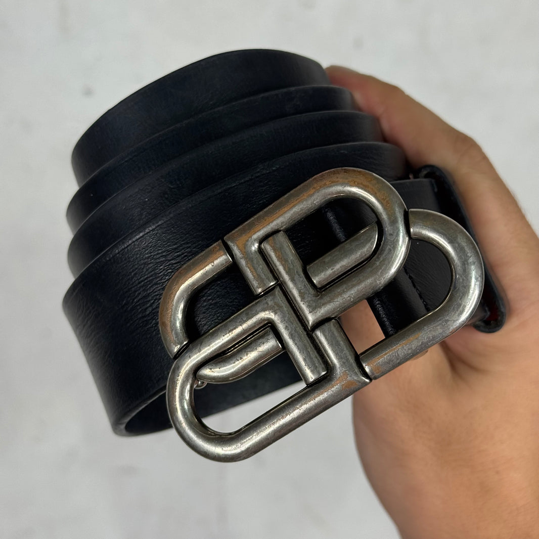 Balenciaga Interlock Smoked Leather Belt