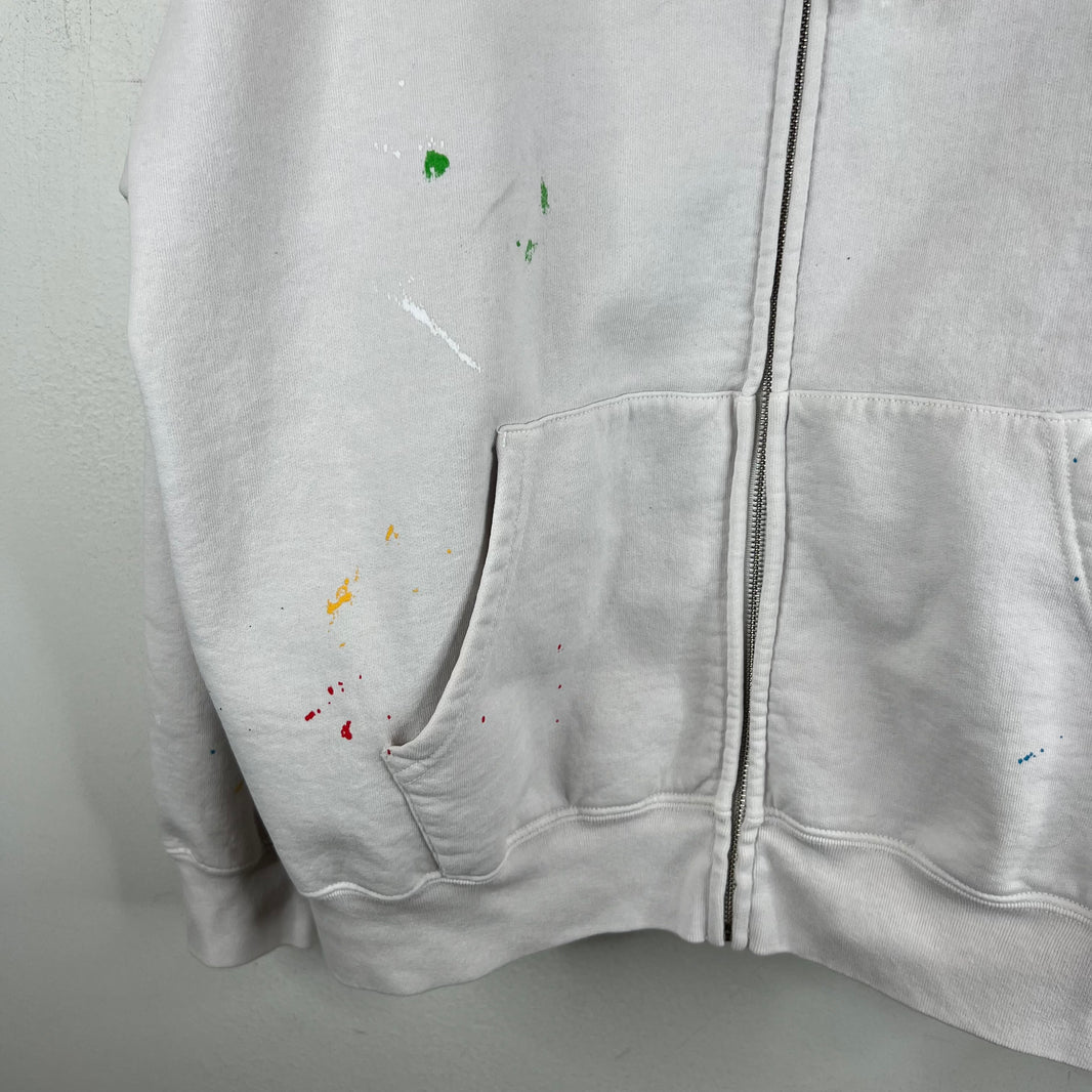 Supreme White MM6 Box Logo Zip-Up Hoodie