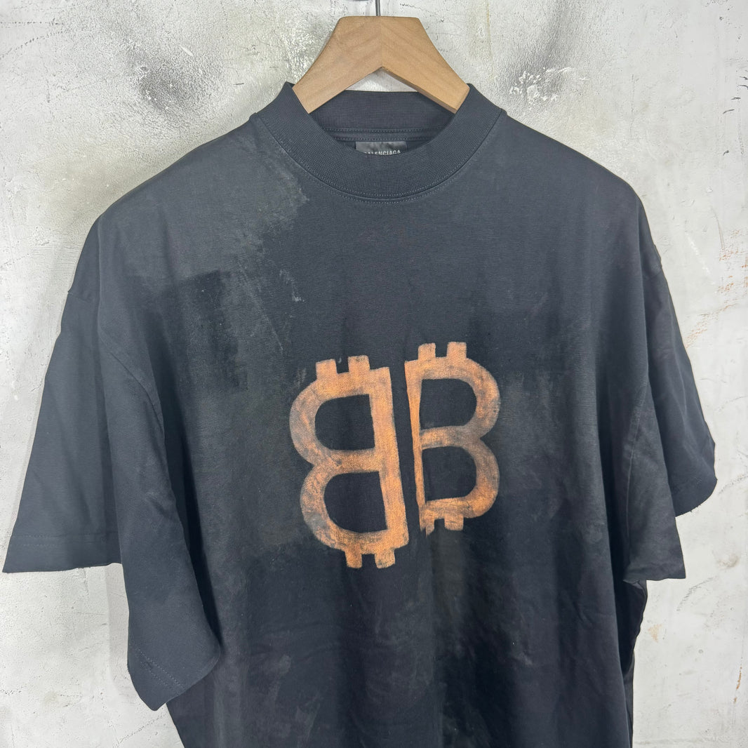 Balenciaga Mudded Bleach Bitcoin T-Shirt