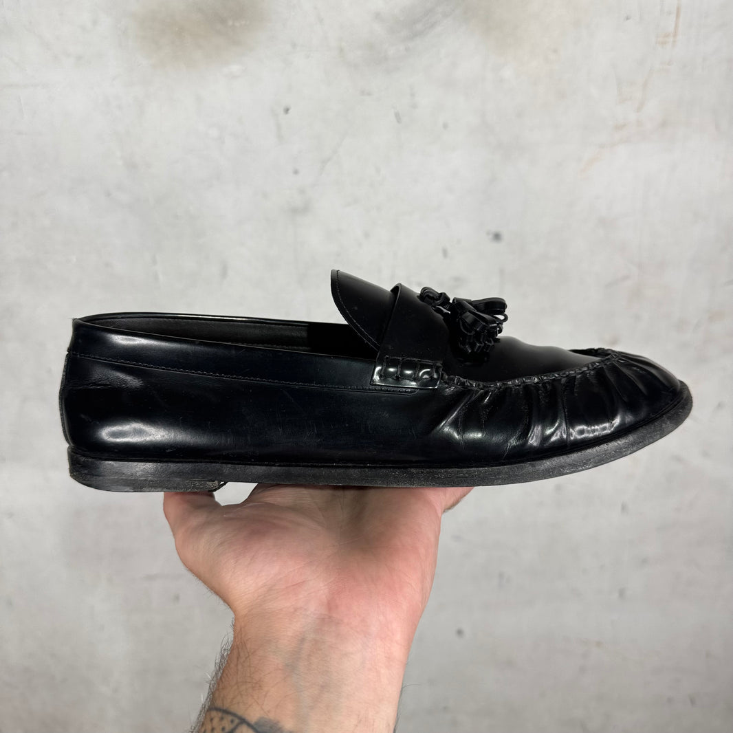 The Row Leather Scrunched Tassel Loafers