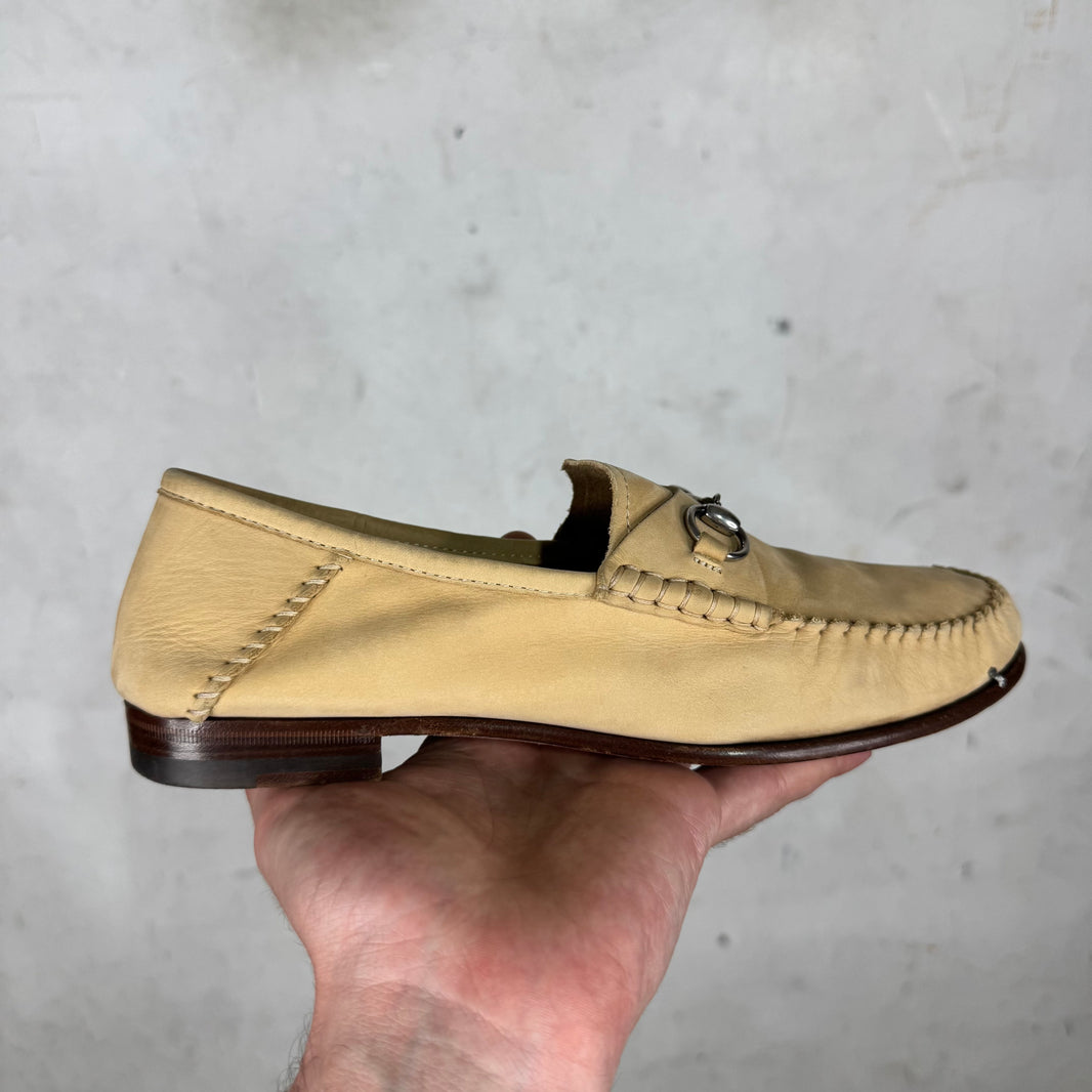 Gucci Beige Soft Leather Horsebit Mules