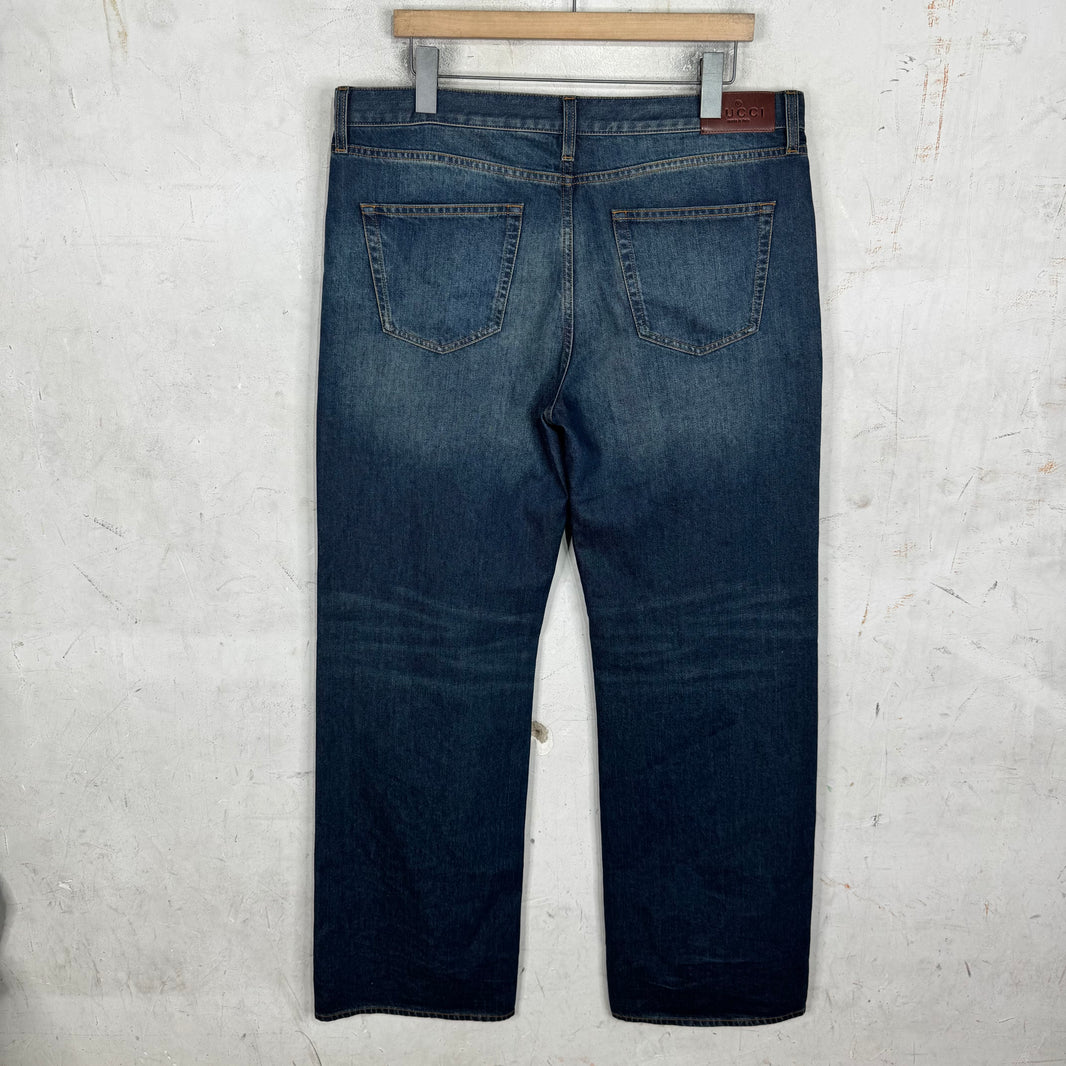 Gucci Washed Blue Horsebit Jeans