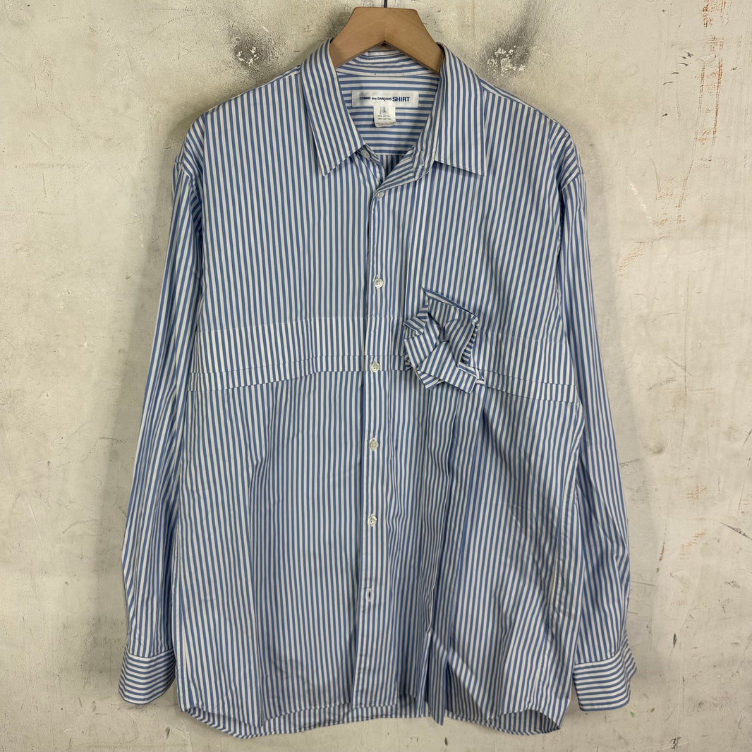 CDG Shirt Pinstriped Reconstructed Flower Shirt