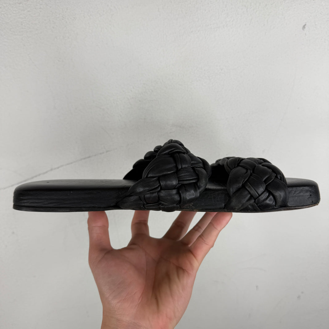 Bottega Veneta Black Woven Sandals