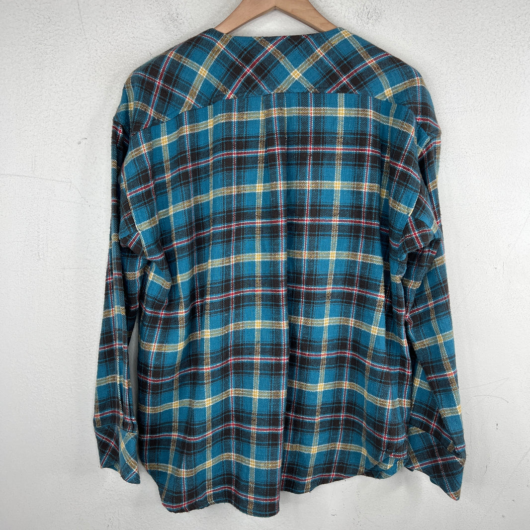 Blackmeans Teal Mandarin Collar Flannel