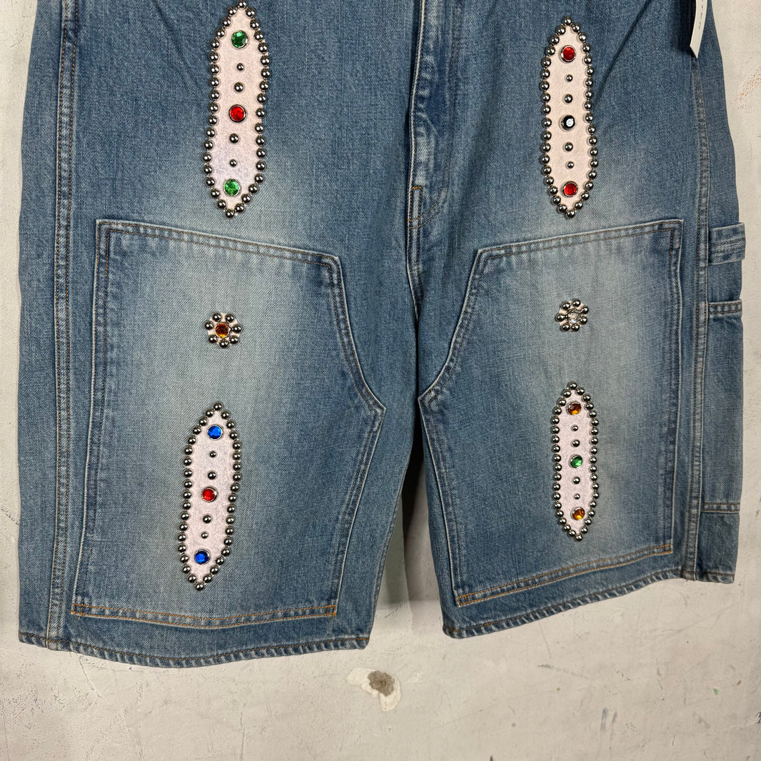 Kapital Rhinestoned Carpenter Denim Shorts