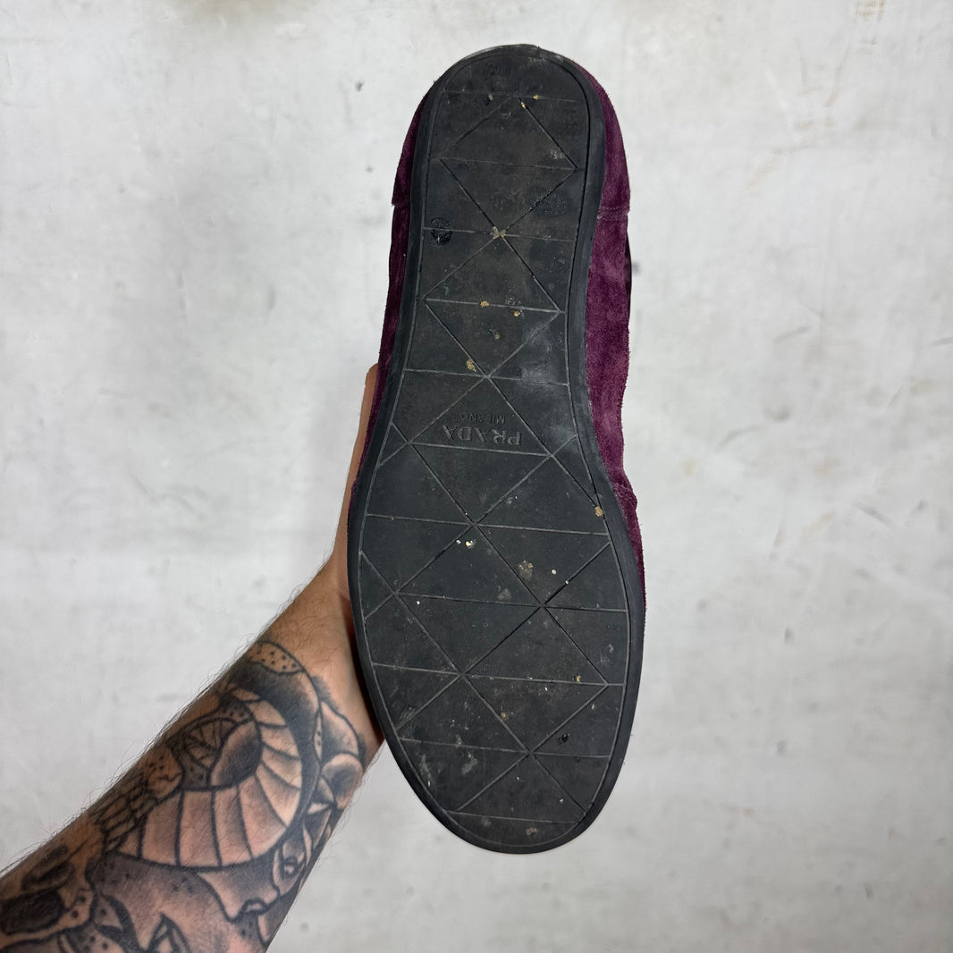 Prada Maroon Nylon Collapse Sneakers