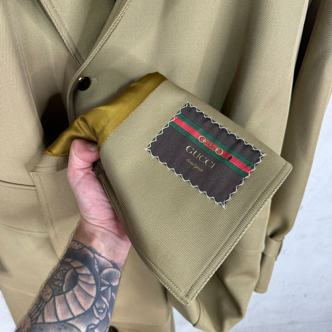 Gucci Heavy Gold Hardware Long Trench Coat