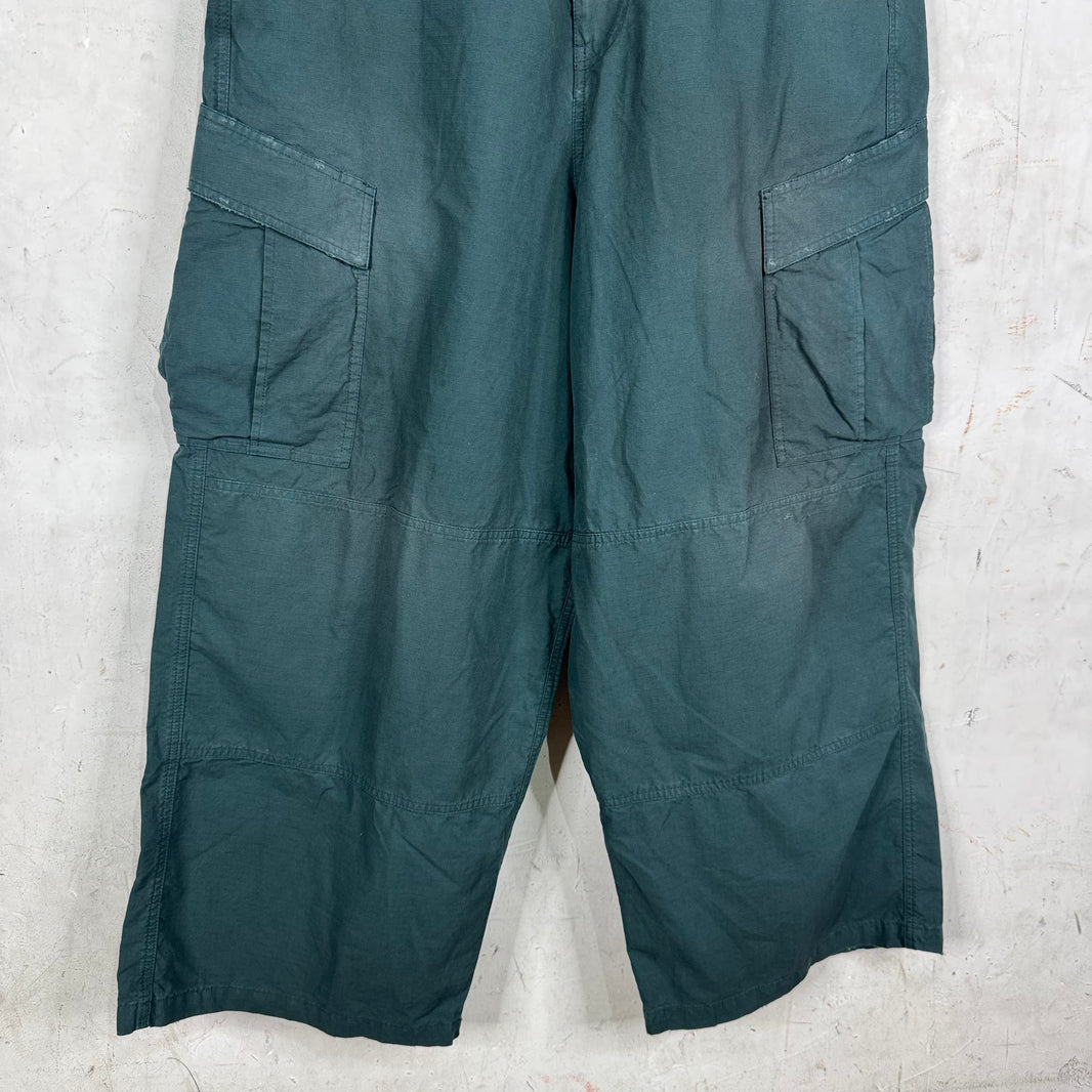 Balenciaga Green Drawstring Ripstop Cargos