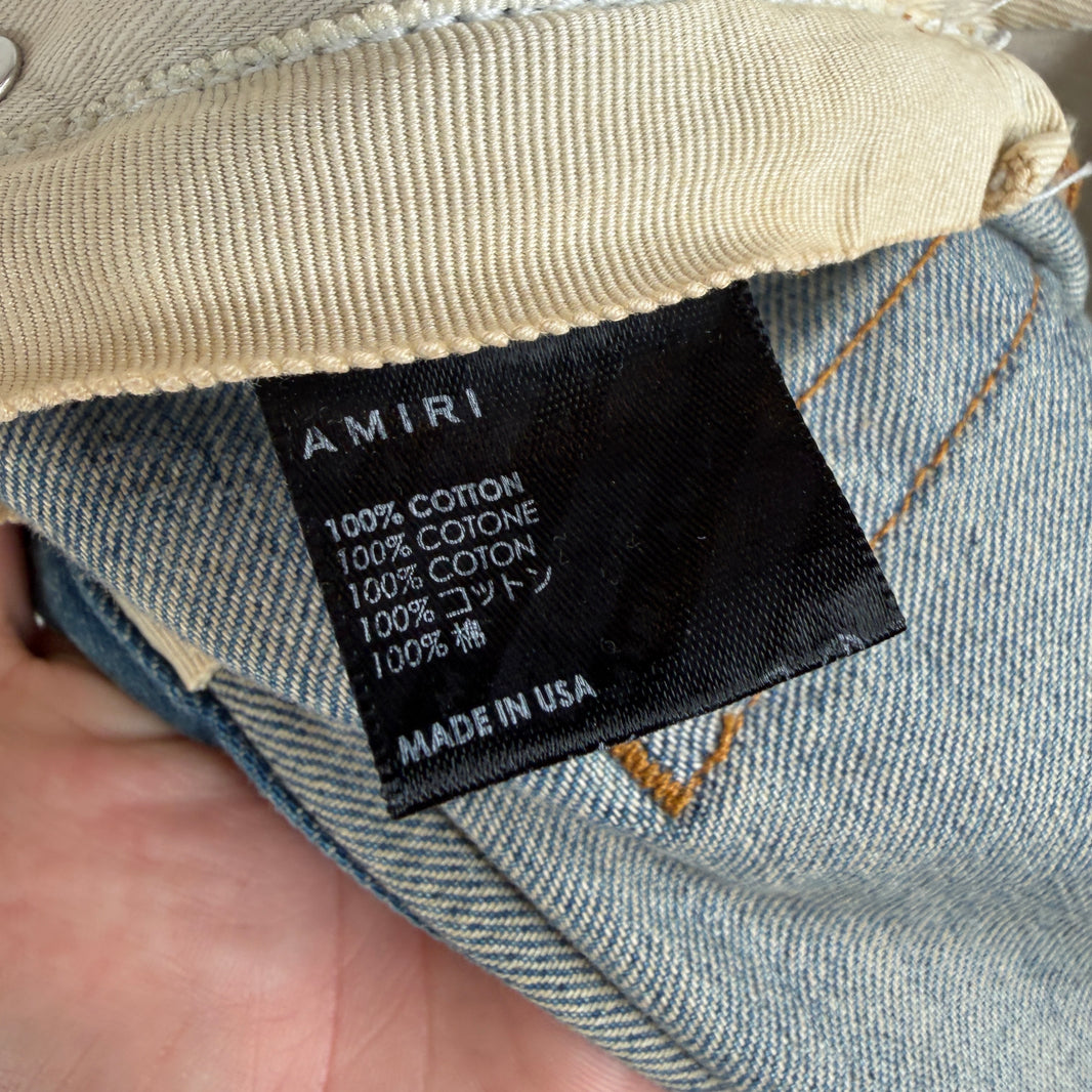 Amiri Wide Leg Distressed Jeans