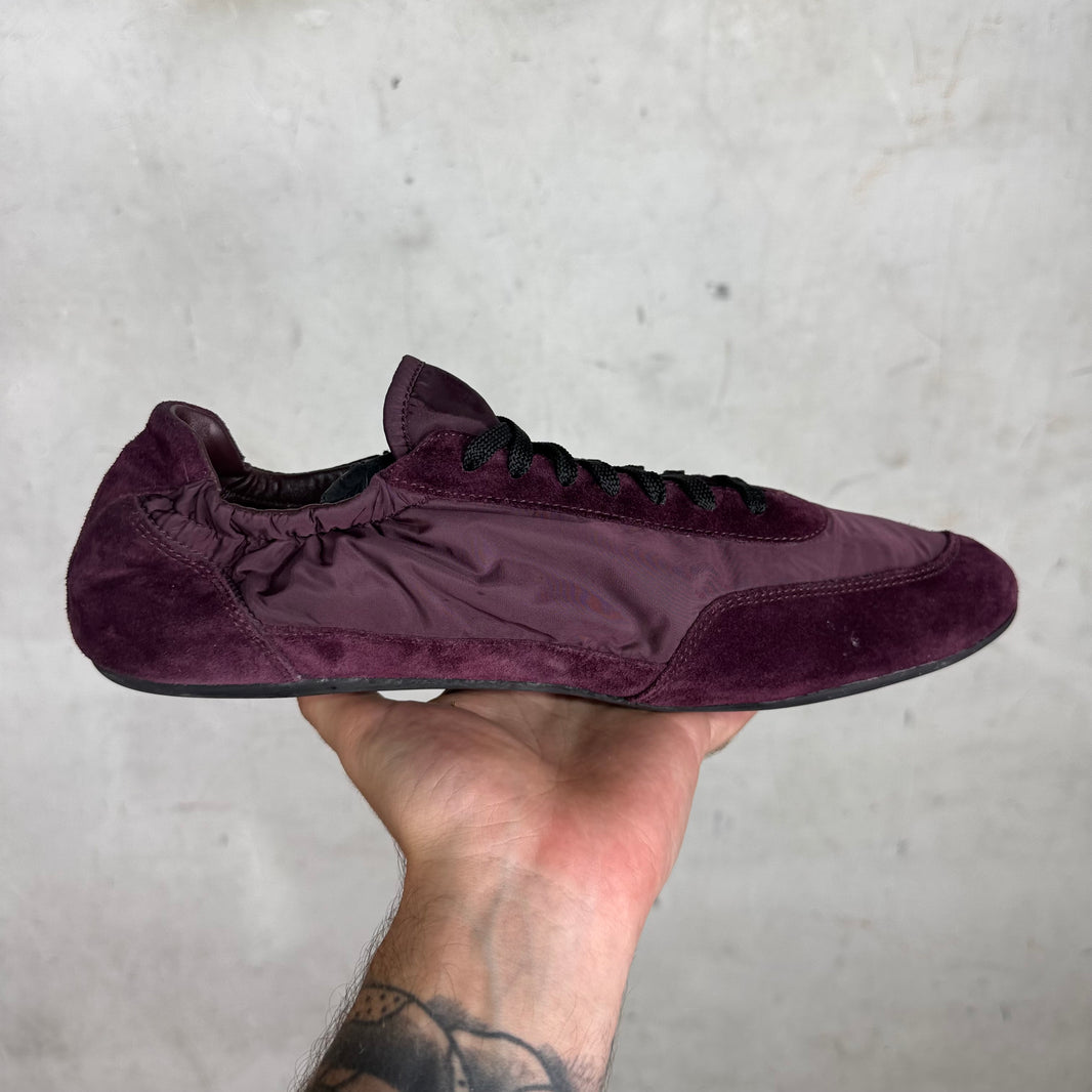 Prada Maroon Nylon Collapse Sneakers
