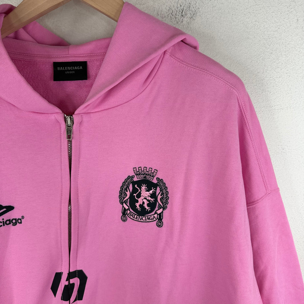 Balenciaga Pink Soccer Zip Hoodie