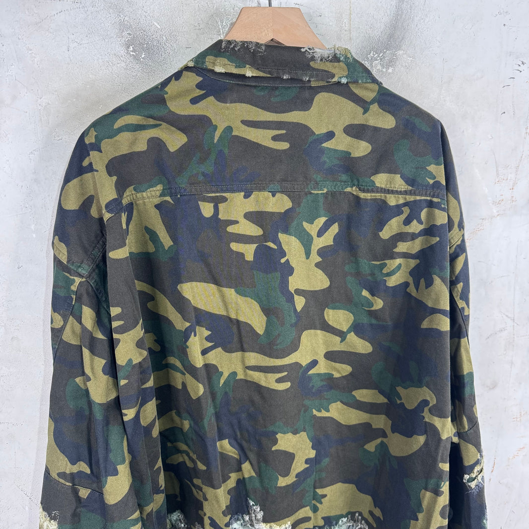 Balenciaga Camo Distressed Cargo Jacket