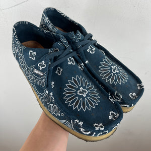 Supreme Clarks Navy Paisley Wallabee Ankle Boots