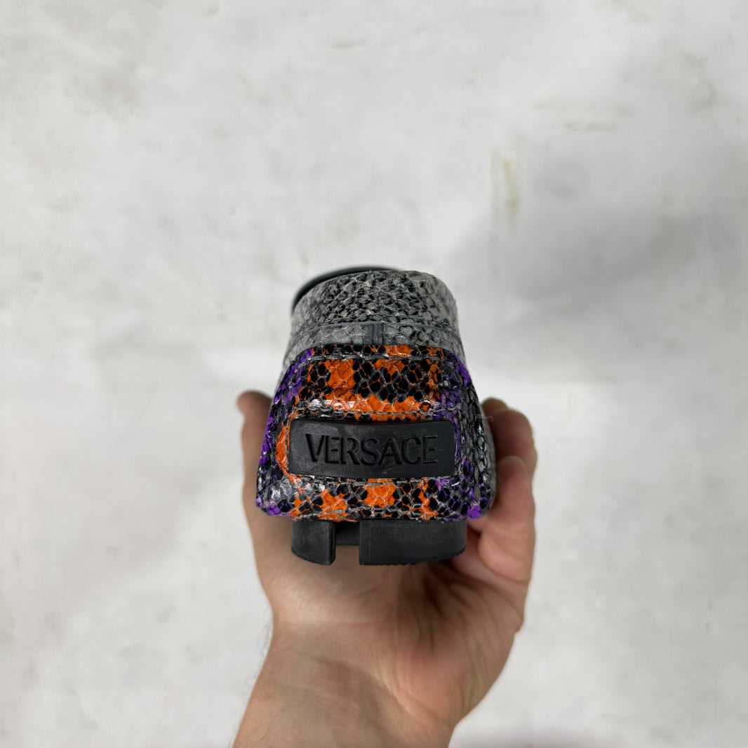 Versace Snake-Print Medusa Loafers