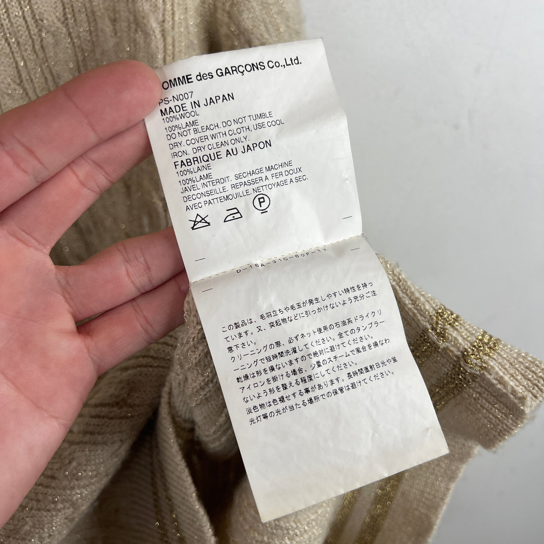 CDG Beige Cable Knit V Neck Sweater