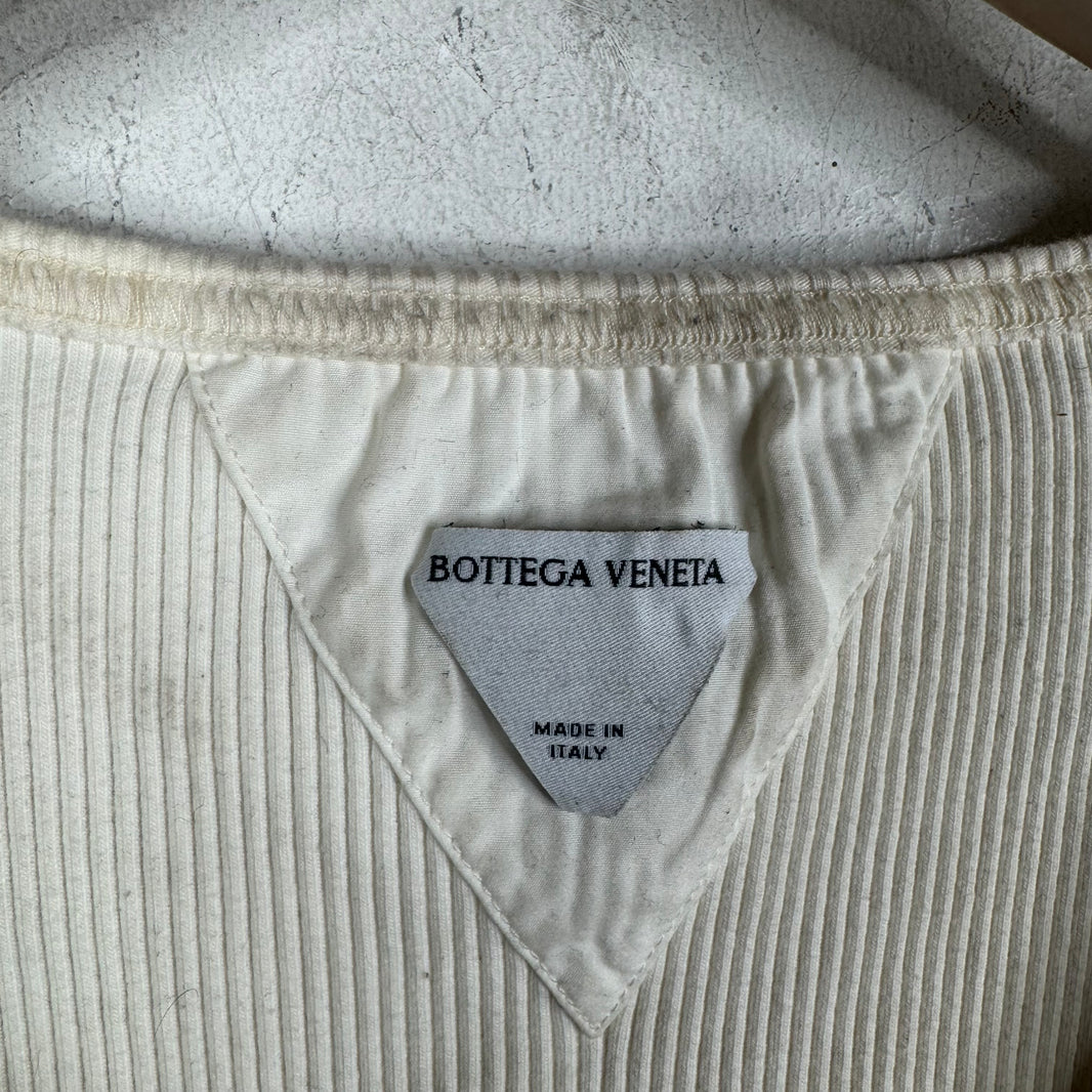 Bottega Veneta White Ribbed Tank Top