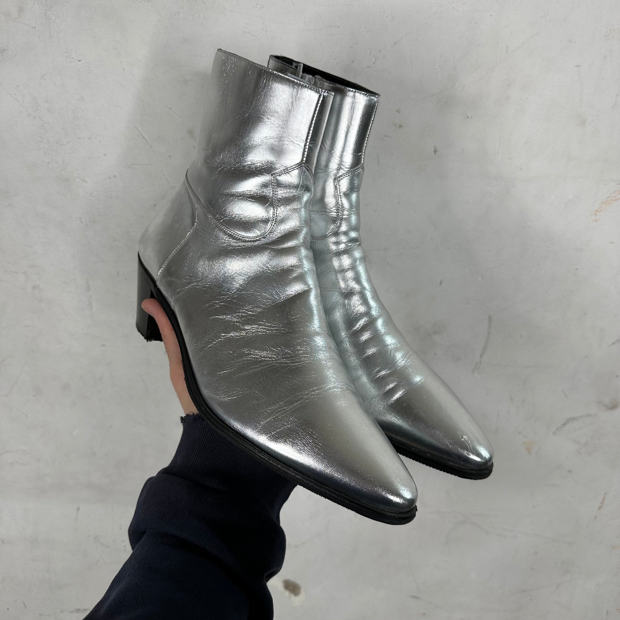 Celine Silver Chelsea Boots