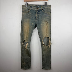 Saint Laurent D02 Washed Light Blue Distressed Jeans