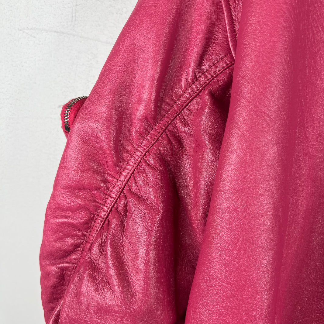Prada Pink Oversized Nappa Leather Bomber Jacket