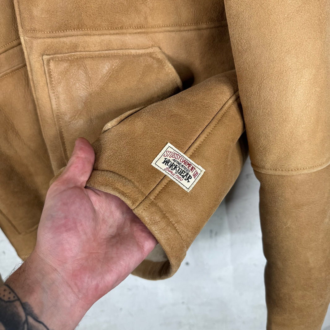 Stussy Brown Shearling Hooded Jacket