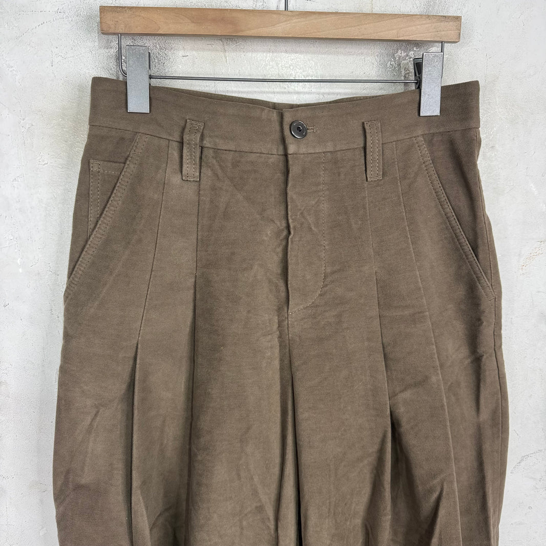 Brunello Cucinelli Pleated Moleskin Wide Trousers