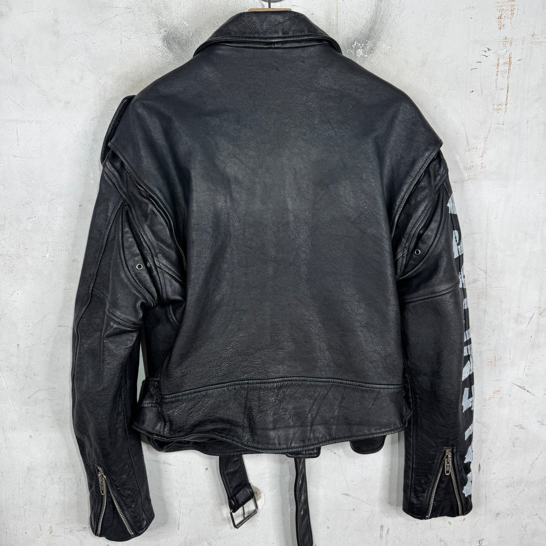 Balenciaga Tape Graphic Leather Biker Jacket