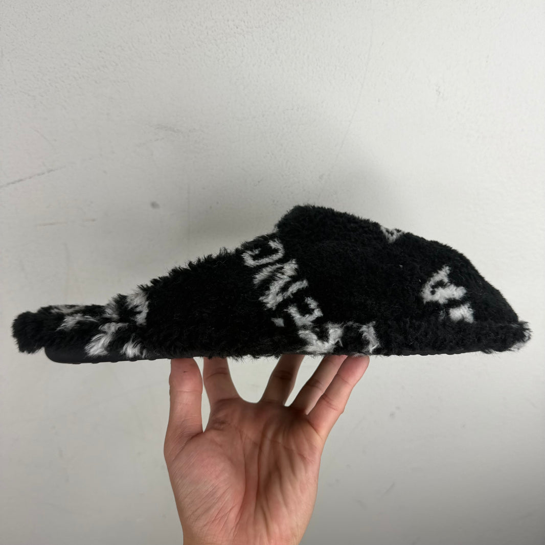 Balenciaga Fuzzy Diagonal Logo Mules