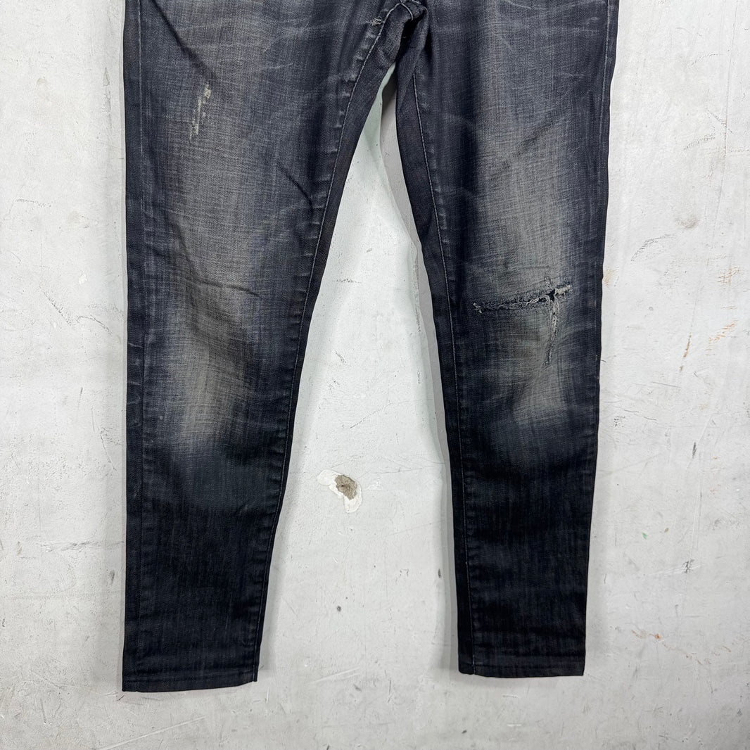 Dsquared Black Slim Repaired Jeans