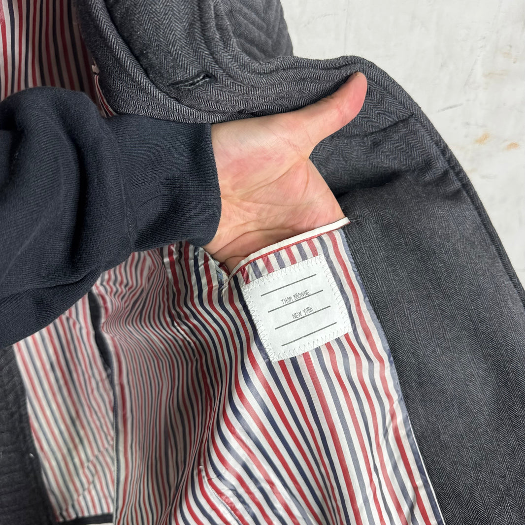 Thom Browne Chevron Quilted Mid Length Coat