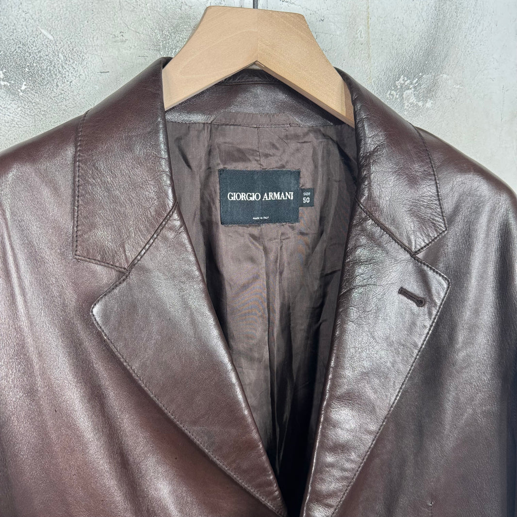 Giorgio Armani Leather Brown Blazer