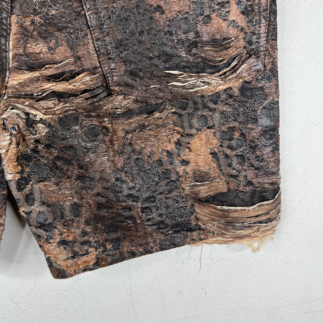 Acne Studios Roman Distressed Waxed Denim Shorts
