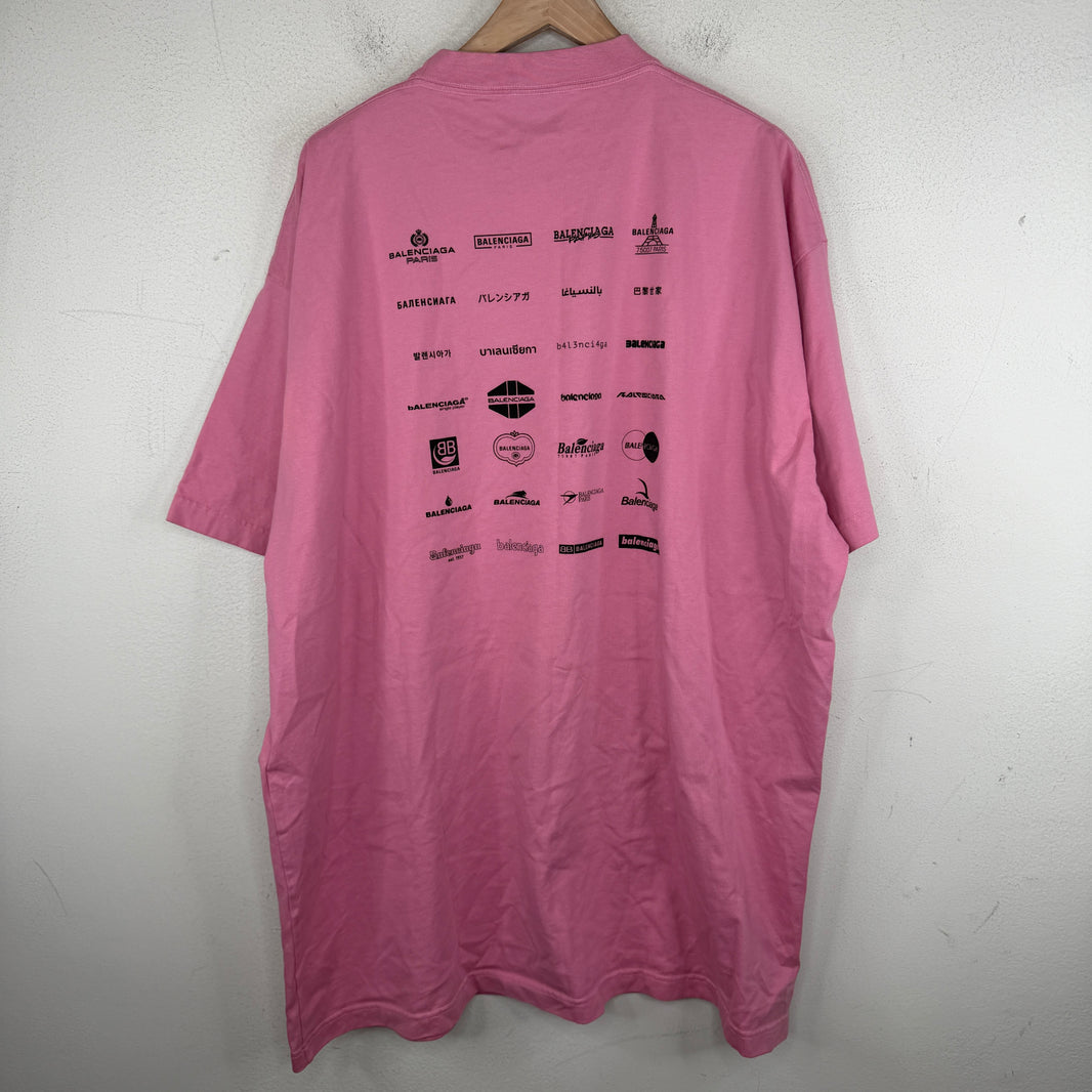 Balenciaga Pink Multi Logo T-Shirt