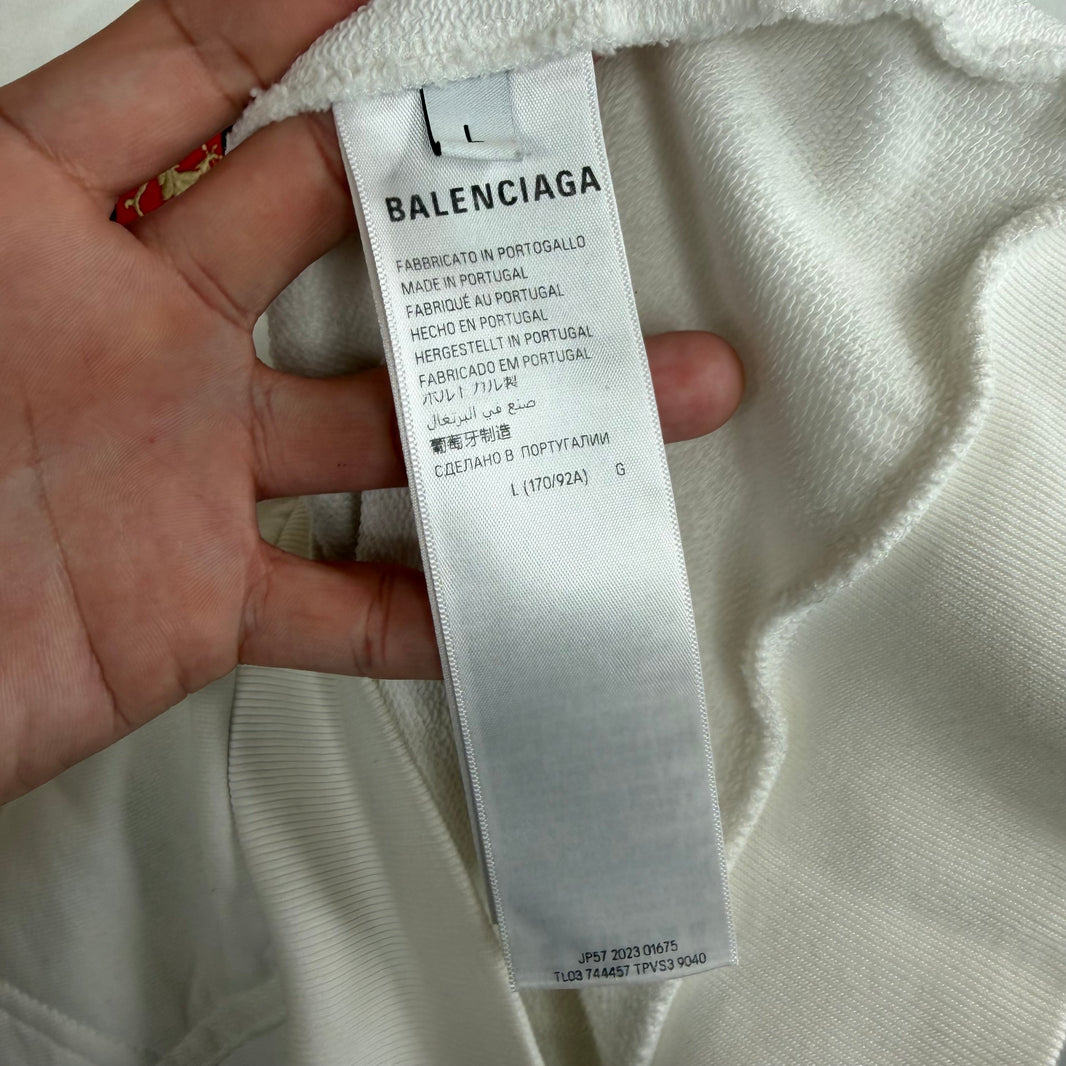 Balenciaga White Soccer Crest Zip Up Hoodie